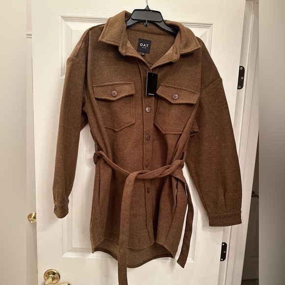 Oat New York Brown Button Down Shirt Jacket (Shacket) Size L - Picture 2 of 5